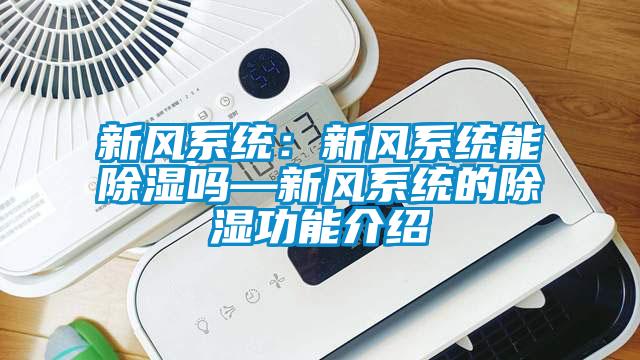 新風系統：新風系統能除濕嗎—新風系統的除濕功能介紹